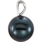 14K White Cultured Black Akoya Pearl Pendant