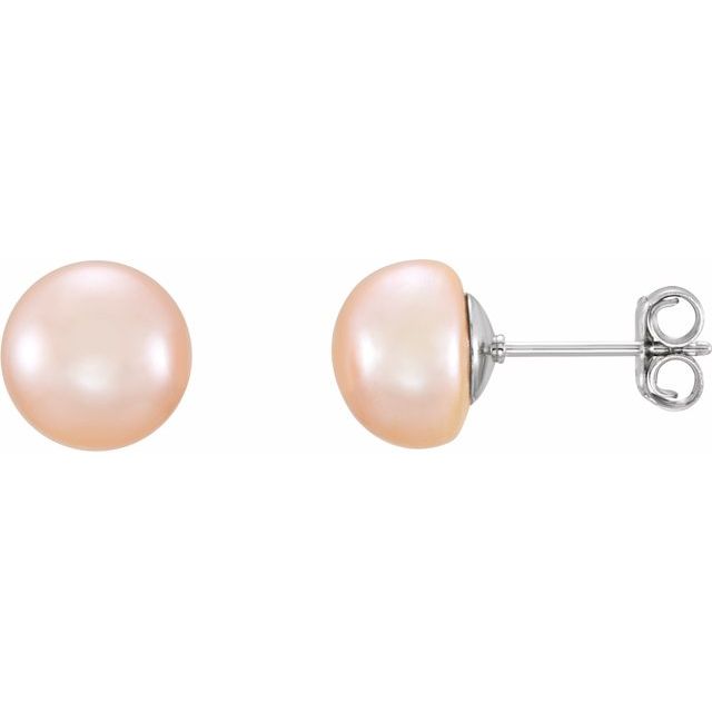 Sterling Silver 8-9 mm Cultured Pink Freshwater Pearl Earrings - Elegant Jewelry by Brand