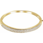 14K Yellow 3 CTW Natural Diamond Pave Bangle 7" Bracelet