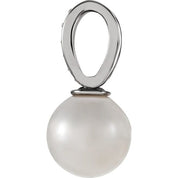 14K White Cultured White Freshwater Pearl & .03 CTW Natural Diamond Pendant