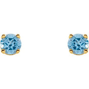 14K Yellow Natural Swiss Blue Topaz Youth Earrings