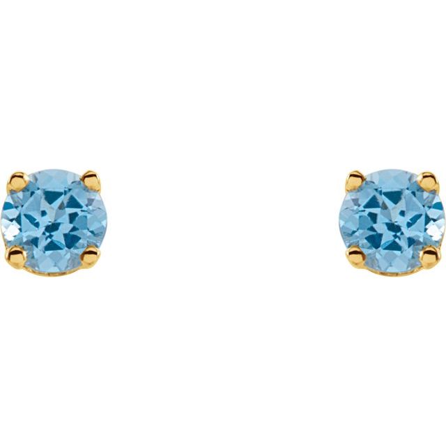 14K Yellow Natural Swiss Blue Topaz Youth Earrings