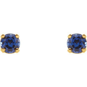 14K Yellow Natural Blue Sapphire Youth Earrings