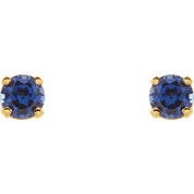 14K Yellow Imitation Blue Sapphire Youth Earrings