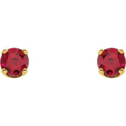 14K Yellow Imitation Ruby Youth Earrings
