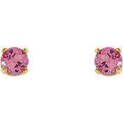 14K Yellow Natural Pink Tourmaline Youth Earrings