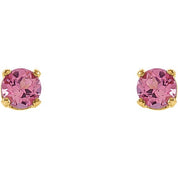 14K Yellow Natural Pink Tourmaline Youth Earrings