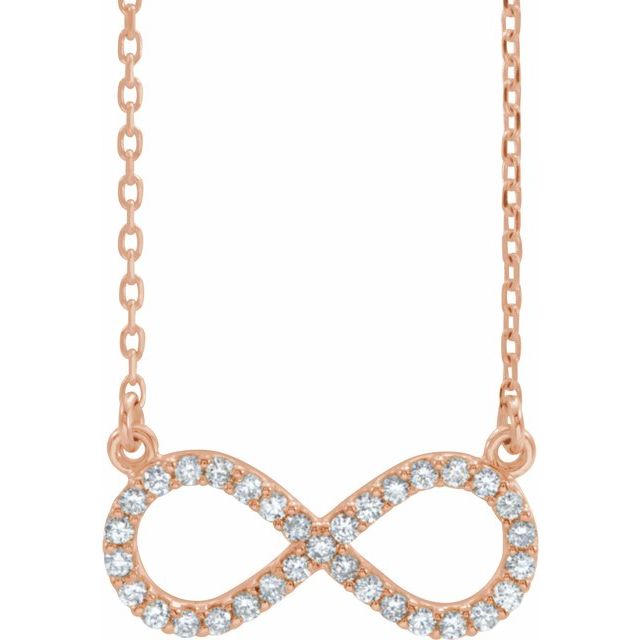 14K Rose 1/8 CTW Natural Diamond Infinity 16 1/2" Necklace