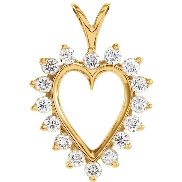 14K Yellow 1/2 CTW Natural Diamond Heart Pendant
