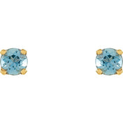 14K Yellow Natural Blue Zircon Youth Earrings