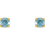 14K Yellow Natural Blue Zircon Youth Earrings