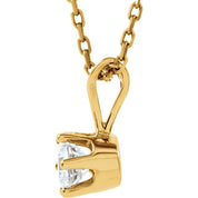 14K Yellow 1/4 CT Natural Diamond Solitaire 18" Necklace