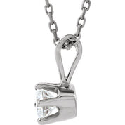 14K White 1/4 CT Natural Diamond Solitaire 18" Necklace