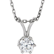 14K White 1/4 CT Natural Diamond Solitaire 18" Necklace