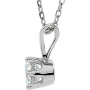 14K White 1/3 CT Natural Diamond Solitaire 18" Necklace