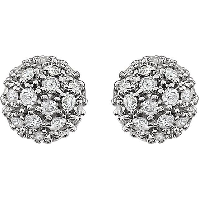 14K Natural Diamond Cluster Earrings in White, Yellow, and Rose Gold