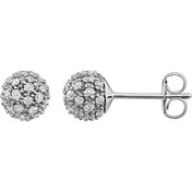 14K Natural Diamond Cluster Earrings in White, Yellow, and Rose Gold