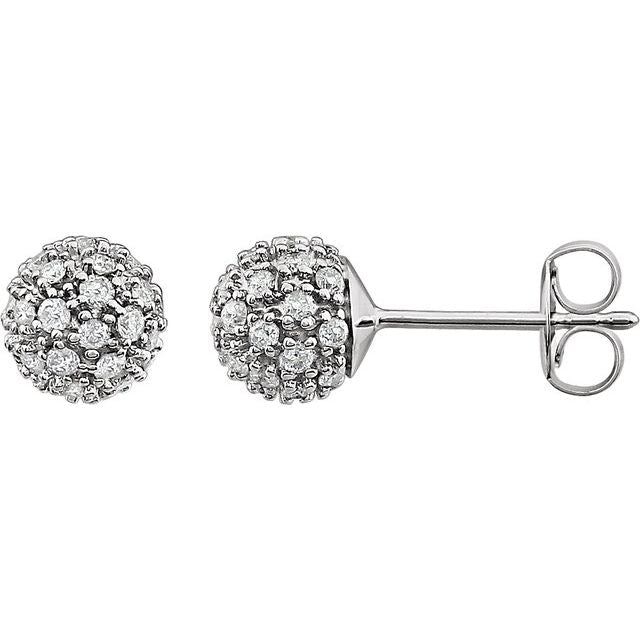 14K Natural Diamond Cluster Earrings in White, Yellow, and Rose Gold
