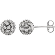 14K Natural Diamond Cluster Earrings in White, Yellow, and Rose Gold