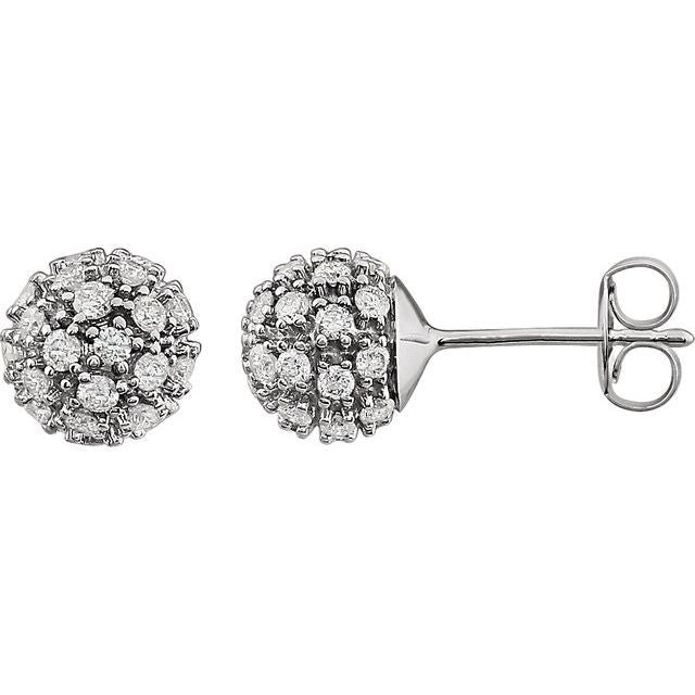 14K Natural Diamond Cluster Earrings in White, Yellow, and Rose Gold