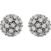 14K Natural Diamond Cluster Earrings in White, Yellow, and Rose Gold