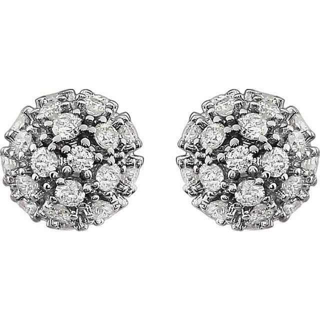 14K Natural Diamond Cluster Earrings in White, Yellow, and Rose Gold