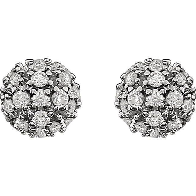 14K Natural Diamond Cluster Earrings in White, Yellow, and Rose Gold