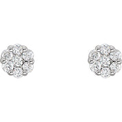 14K Natural Diamond Cluster Earrings in White, Yellow, and Rose Gold