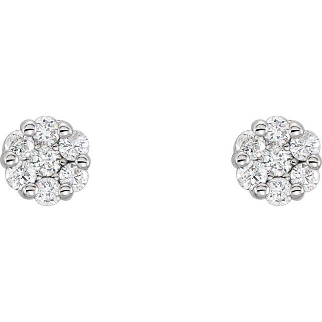 14K Natural Diamond Cluster Earrings in White, Yellow, and Rose Gold