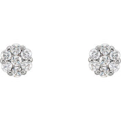 14K Natural Diamond Cluster Earrings in White, Yellow, and Rose Gold
