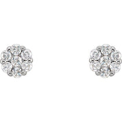 14K Natural Diamond Cluster Earrings in White, Yellow, and Rose Gold