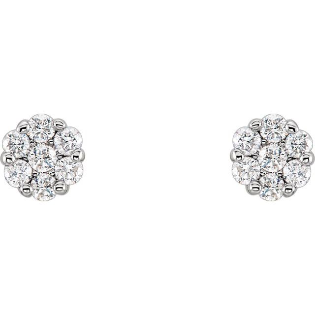 14K Natural Diamond Cluster Earrings in White, Yellow, and Rose Gold
