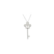 Sterling Silver 1/5 CTW Natural Diamond Fleur-de-lis Key 18" Necklace