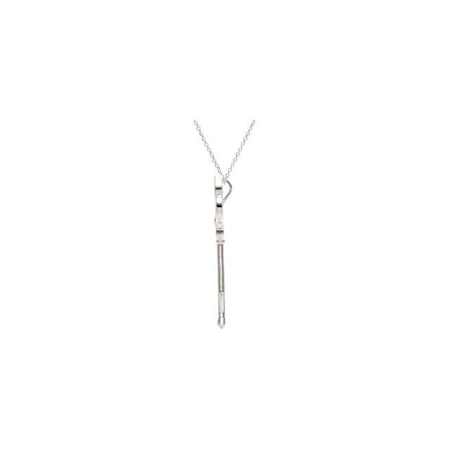 Sterling Silver 1/5 CTW Natural Diamond Fleur-de-lis Key 18" Necklace