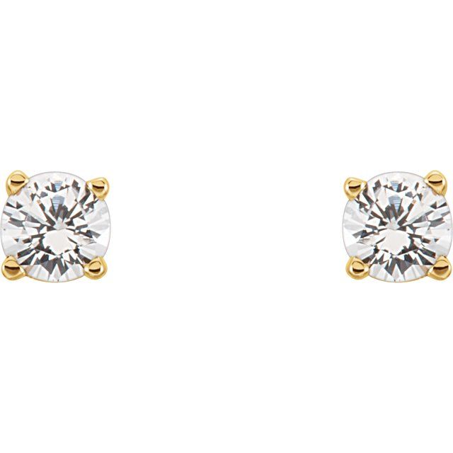 14K Yellow Natural White Sapphire Youth Earrings
