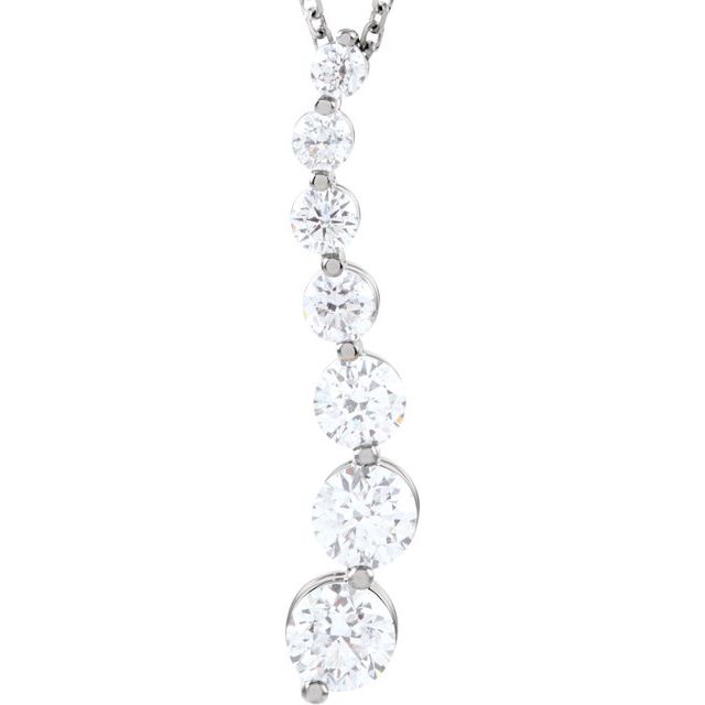 14K White Gold 7/8 CTW Natural Diamond Journey Necklace - 18 Inch