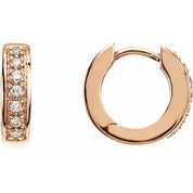 14K Rose 1/6 CTW Natural Diamond 12.1 mm Hoop Earrings