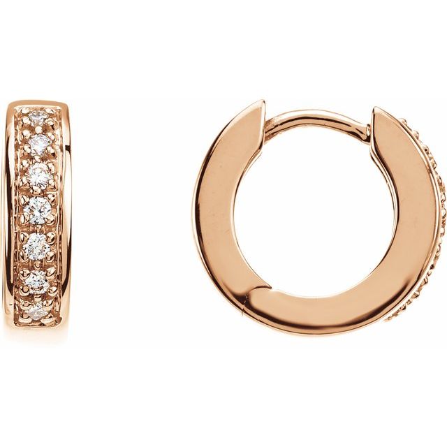 14K Rose 1/6 CTW Natural Diamond 12.1 mm Hoop Earrings