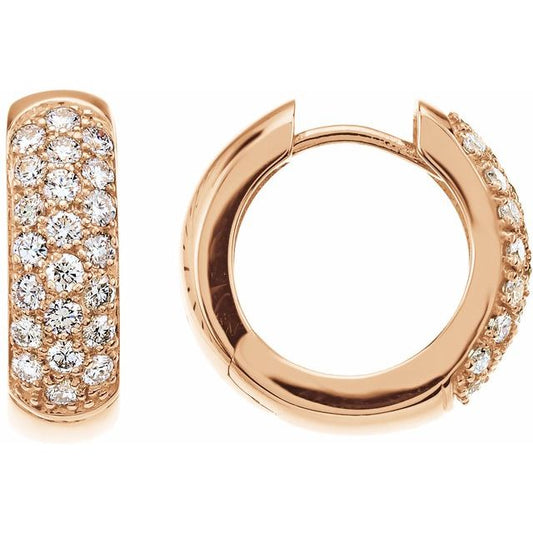 14K Natural and Lab-Grown Pave Set Diamond Hoop Earrings