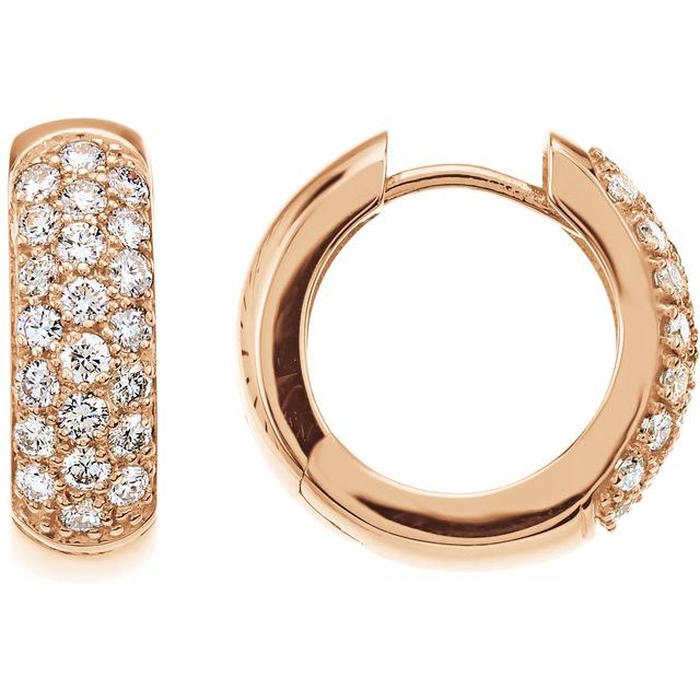 14K Natural and Lab-Grown Pave Set Diamond Hoop Earrings