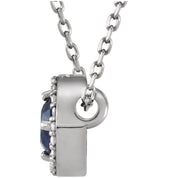 Sterling Silver Lab-Grown Blue Sapphire & .05 CTW Natural Diamond Halo-Style 16" Necklace