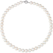 Sterling Silver Cultured White Freshwater Pearl 18" Necklace