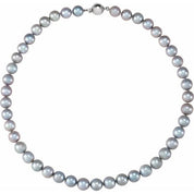 Sterling Silver Cultured Gray Freshwater Pearl 18" Strand