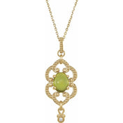 14K Yellow Natural Peridot & .015 CTW Natural Diamond 18" Necklace