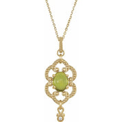 14K Yellow Natural Peridot & .015 CTW Natural Diamond 18" Necklace