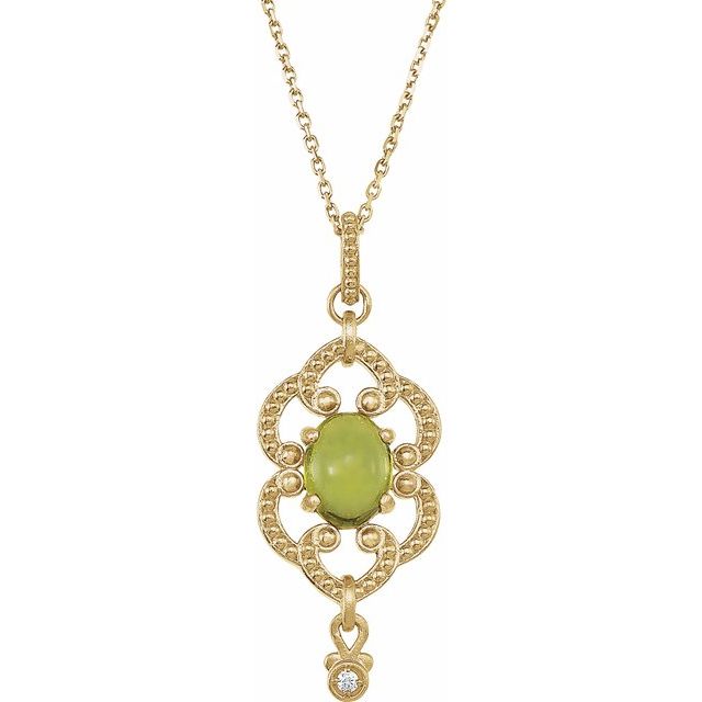 14K Yellow Natural Peridot & .015 CTW Natural Diamond 18" Necklace