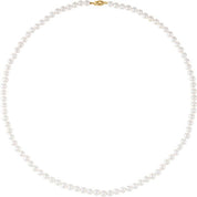 14K Yellow Cultured White Akoya Pearl 24" Necklace