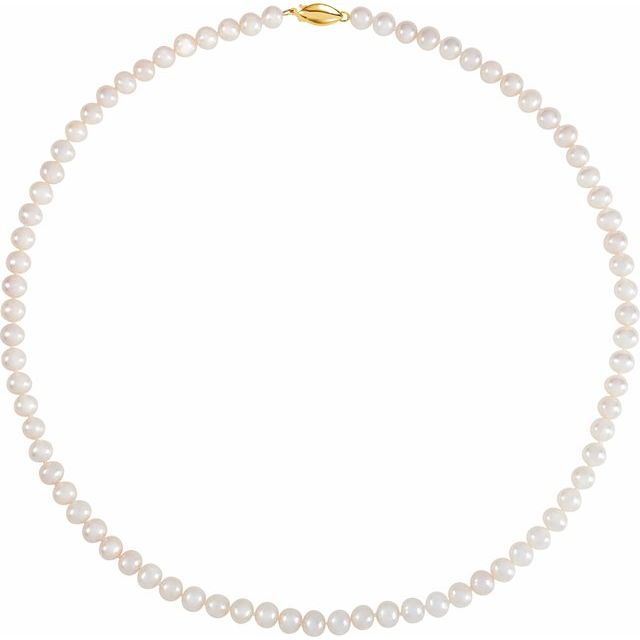 14K Yellow Panache? Cultured White Freshwater Pearl 18" Necklace