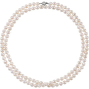 Sterling Silver 8-9 mm Cultured White Freshwater Pearl 42" Strand