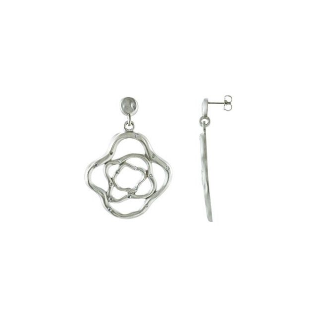 Sterling Silver & 14K White 3/8 CTW Natural Diamond Earrings